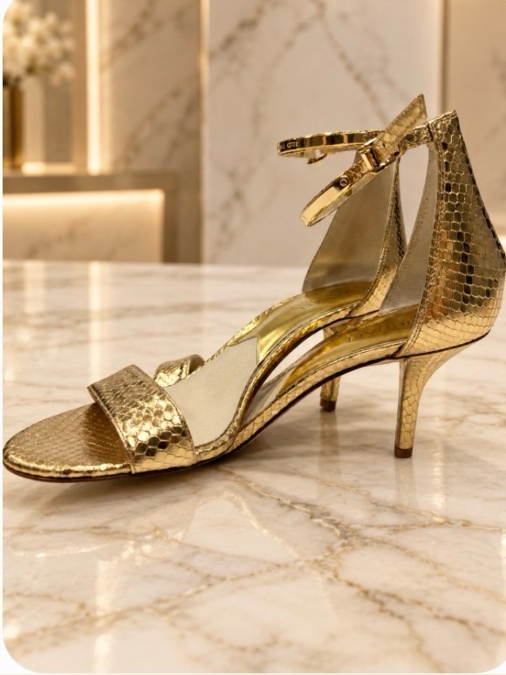 Michael Kors Gold Ankle Strap Heels New